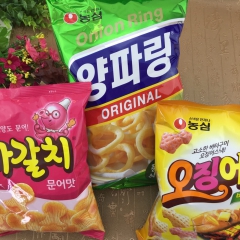 韩国进口休闲食品零食批发农心原味洋葱圈膨化 农心章鱼片90g