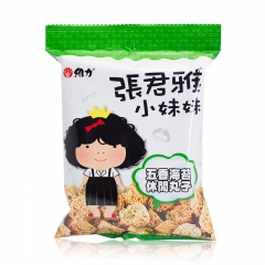 台湾进口零食张君雅小妹妹五香海苔休闲丸子80g即食点心面袋装