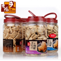 老杨芝麻海苔麦纤咸酥方块酥 台湾进口食品批发450g 一件代...