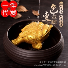 开光精品摆件精品变色茶宠金蟾功夫茶具配件茶道茶玩茶盘招财金蟾