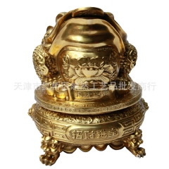 【宇卓】铜金蟾聚宝盆 招财进宝金蟾 开业礼品吉祥摆件 旺财必...