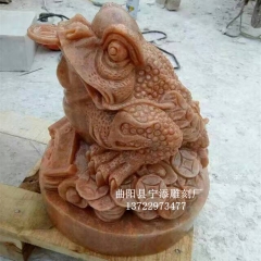 现货 晚霞红石雕金蟾 招财送财蟾蜍摆件 金蟾工艺品摆件 招财...