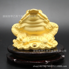 绒沙金摆件招财金蟾 商务开业摆件 乔迁吉祥物 厂家风水摆件