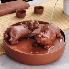 正品原矿紫砂茶宠可养 金蟾 招财貔貅 时来运转 茶盘茶玩摆件...