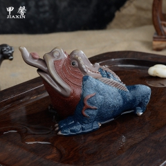 甲馨 彩砂陶紫砂茶宠 家居小摆件招财进宝金蟾 功夫茶具配件批...