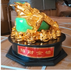 镀金色招财金蟾 旺财貔貅 能转 树脂工艺品 摆件 开业装饰礼...