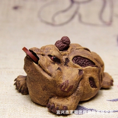 厂家批发宜兴紫砂树皮金蟾 造型独特 款式齐全 茶道用品茶玩