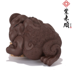 紫来顺茶具紫砂茶宠摆件茶玩创意居家火焰金蟾 定制厂家批发31...