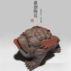 鼎创茶宠 精品 招财紫砂金蟾 茶玩 紫砂茶宠 喷水 茶盘摆件