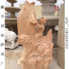 河北石雕供应石雕鱼 大理石娃娃鱼 广场石雕鱼摆件 价格优惠
