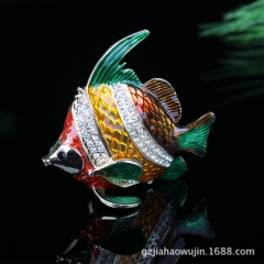 锌合金材质 小神仙鱼 纯手工镶钻彩绘制作工艺精美AB353S...
