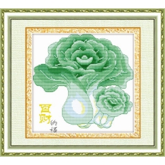 客厅卧室十字绣批发小幅简单十字绣挂画精准印花百财纳福大白菜