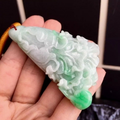 厂家直销 批发缅甸翡翠A货吊坠俏阳绿大白菜 百聚来财 一物一...