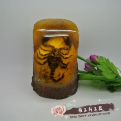 雅玉轩 特价新品 琥珀原石花珀虫珀摆件蝎子 正品特色款批发