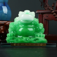 新款仿玉摆件 蟾蜍 天然树脂工艺品 低价优质树脂琉璃工艺品批...