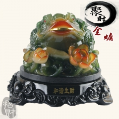 仿玉树脂工艺品 转动蟾蜍 镇宅辟邪 招财金蟾 办公装饰摆件F...