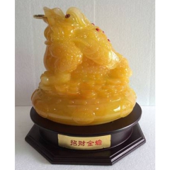 仿玉树脂工艺品 转动蟾蜍 镇宅辟邪 招财金蟾 黄玉金蟾金蝉摆...