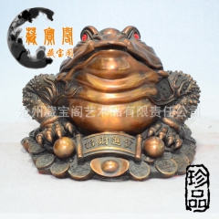 开光纯铜金蟾摆件 招财进宝大号蟾蜍金蟾献宝 三足蟾蜍 风水礼...