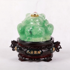 仿玉树脂工艺品 转动蟾蜍 镇宅辟邪 招财金蟾 三脚金蟾金蝉摆...