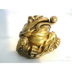 开光纯铜如意金蟾风水摆件 金蟾蜍 铜一生如意金蟾蟾蜍 镇宅避...