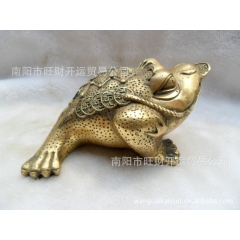 开光纯铜招财三足金蟾蜍摆件 铜金蟾 蟾蜍 旺财蟾蜍 风水摆件