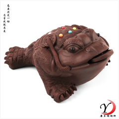 招财金蟾三脚七星蟾蜍 手工精品宜兴紫砂茶宠 茶道配件摆件