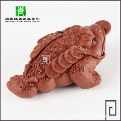 《热销一品堂红紫砂蟾蜍》 蟾蜍招财摆件 紫砂三脚蟾蜍