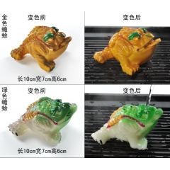 厂家变色茶宠树脂摆件 蟾蜍 貔貅 金牛 佛像 仿玉茶宠 批发...