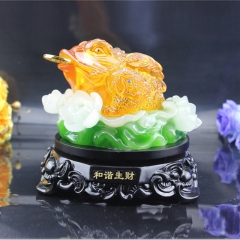 仿玉树脂工艺品 转动蟾蜍 镇宅辟邪 招财金蟾 三脚金蟾金蝉摆...