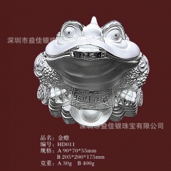 三脚吞财蟾蜍 纳财金蟾纯银摆件 可打Logo企业定制 厂家直...