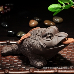 茶宠 紫砂中号金蝉家居必备招财金蟾 高档三脚蟾蜍 厂家批发