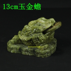 三脚玉石金蟾摆件批发 旺财催财 蟾蜍 南玉 招财金蟾摆件13...