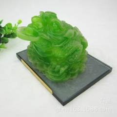 L024C 仿玉蟾蜍 招财蟾蜍 车用摆件 礼品 树脂仿玉工艺...
