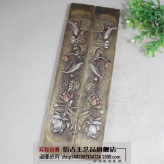 古玩工艺品批发仿古文房四宝白铜镇尺镇纸压尺雕刻连年有鱼/蟋蟀