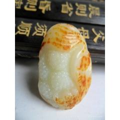 新疆和田玉籽料原石挂件 松鼠吊坠 富贵连中三元松鼠 带证书