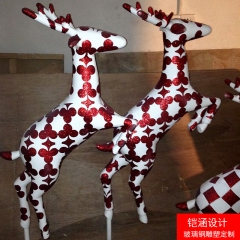 雕塑鹿 玻璃钢小鹿雕塑 树脂人偶摆件 仿真动物 玻璃钢梅花鹿