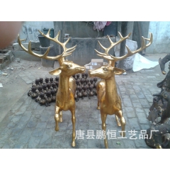 厂家供应纯铜制作梅花鹿 对鹿 铜雕动物 长颈鹿雕塑