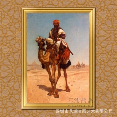 中东题材油画沙漠老人和骆驼 高端精品纯手绘临摹油画定制画GT...