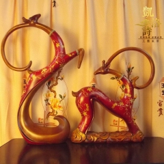 欧式抽象鹿 一对树脂 工艺品 客厅摆件 吉祥风水礼品 结婚红...