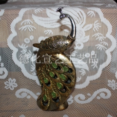 【库存批发】创意树脂工艺品 书房客厅花园家居动物摆件 金孔雀