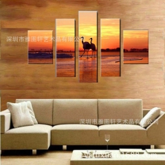 深圳装饰画厂家 油画批发风景画 纯手绘油画 鸵鸟