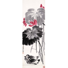 齐白石 荷花鸳鸯 厂家供货 高仿古画 客厅装饰字画 高端礼品...
