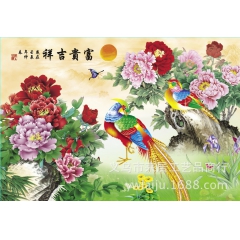 高清三维立体画批发 可定制 35*50CM 富贵吉祥 牡丹花...