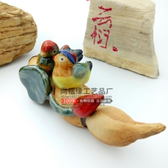 假山荷花池盆景配件书柜电视柜喜庆饰品动物摆件精致陶瓷莲藕鸳鸯
