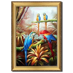 纯手绘鸟类鹦鹉油画电表箱遮画儿童房挂画金刚鹦鹉