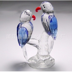 厂家直销量大从优 水晶工艺礼品 精品水晶小动物 可定制鹦鹉