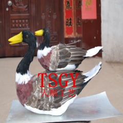 仿真野鸭 纯手工羽毛动物标本 鸳鸯/天鹅/模型 展示道具