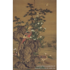 元 王渊 花竹锦鸡 50x80cm  国画  字画  批发 ...