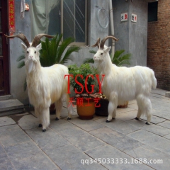 仿真山羊模型 奶山羊 绵羊摆件 皮毛动物工艺品 庭院装饰天麒...