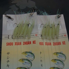 鲅鱼 海钓鱼饵夜光软虾 仿生串钩 假饵路亚饵 串虾每包一套5...